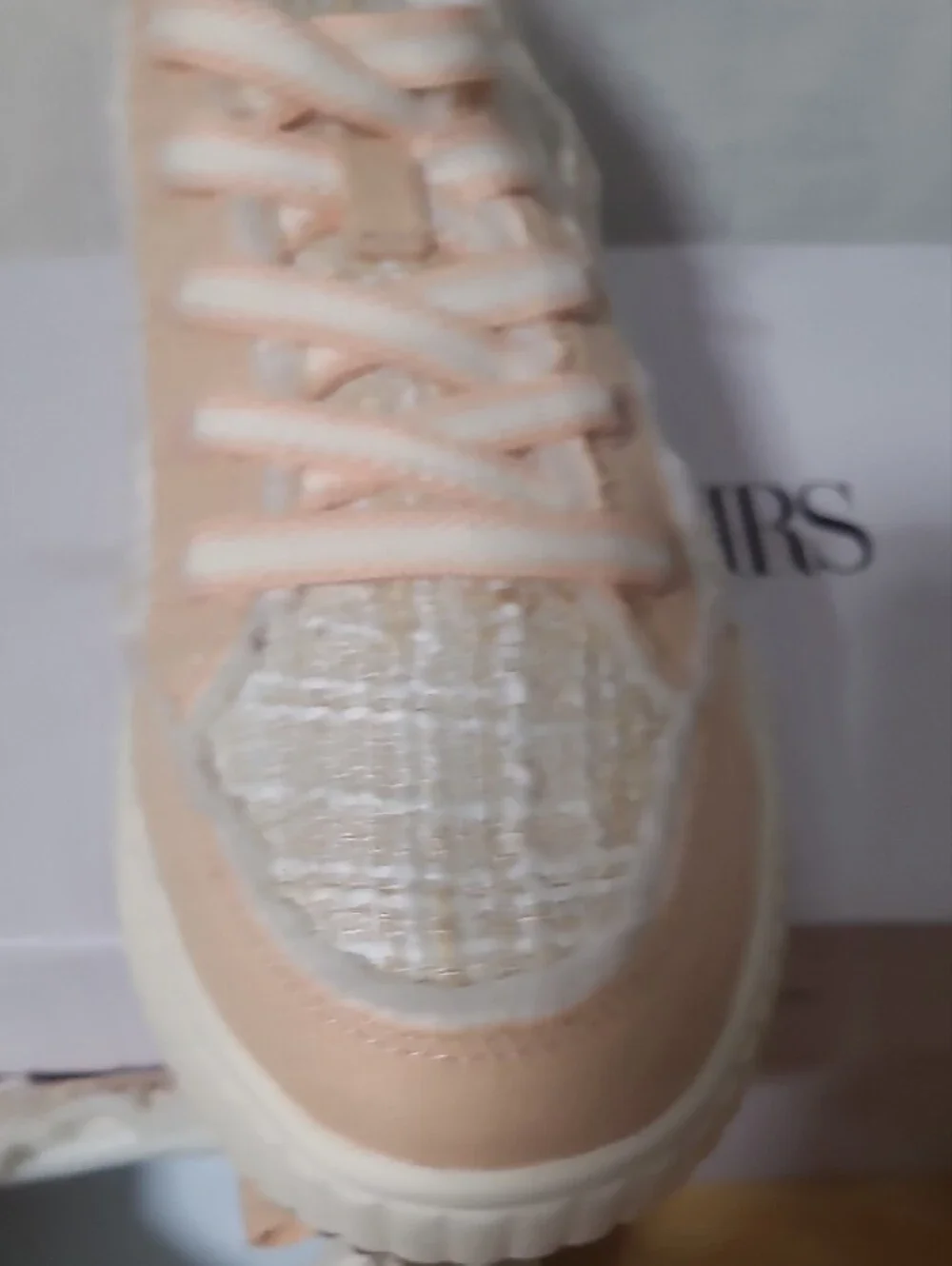 Dream Pairs Peach Lace-Up Platform Tweed Sneakers